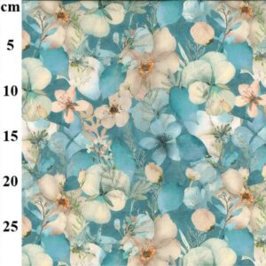 Digital Cotton Lawn Print - Aqua Floral