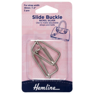 Hemline Slide Buckles: 30mm x 16mm: Nickel: 2 Pieces